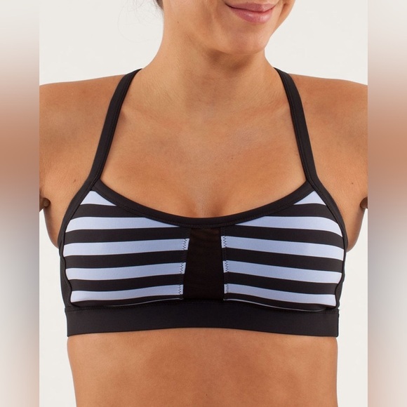 Lululemon Sports‎ Bra Women's Size 4 US Black Polar Haze Striped Racerback - Picture 3 of 10